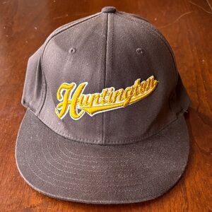 Vintage Huntington Flexfit Skate Style Brown Cap with Yellow Embroidery